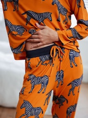Chelsea Peers Orange Zebra Print Long Pyjama Set - Image 5 of 5