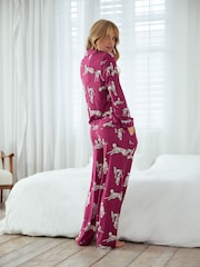 Chelsea Peers Red Dalmation Dog Print Button Up Long Pyjama Set - Image 2 of 5