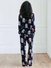 Chelsea Peers Blue Dream Traveler Print Button Up Long Pyjama Set - Image 5 of 5