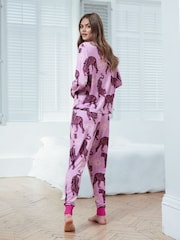 Chelsea Peers Purple Mystic Tiger Print Long Pyjama Set - Image 2 of 5