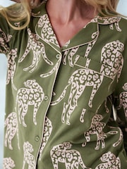 Chelsea Peers Green Organic Cotton Giraffe Print Long Pyjama Set - Image 5 of 5