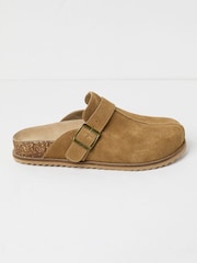 Elda Tan Brown Suede Clogs - Image 1 of 3