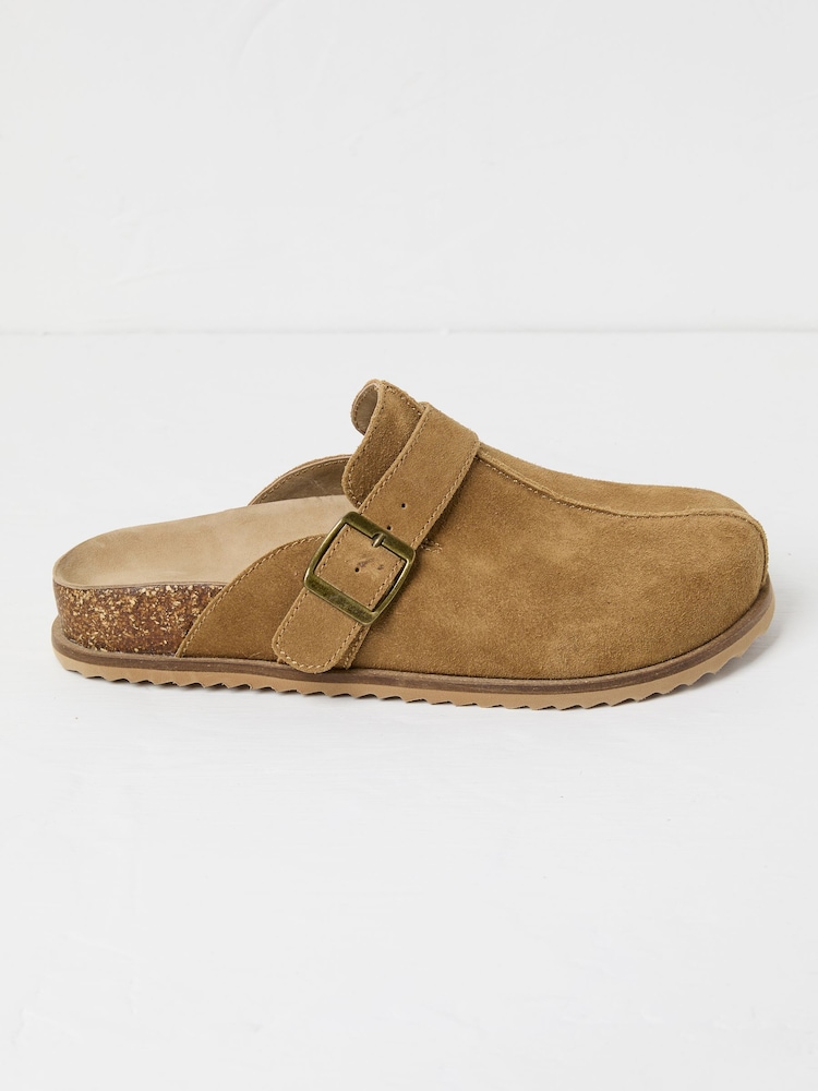 Elda Tan Brown Suede Clogs - Image 1 of 3