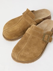 Elda Tan Brown Suede Clogs - Image 2 of 3