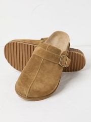 Elda Tan Brown Suede Clogs - Image 3 of 3