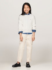 Tommy Hilfiger Cream 100% Organic Cotton Cable Jumper - Image 2 of 4