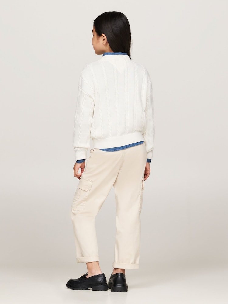 Tommy Hilfiger Cream 100% Organic Cotton Cable Jumper - Image 4 of 4