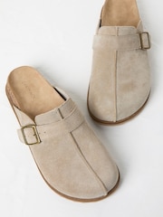 Elda Stone Suede Clogs - Image 2 of 3