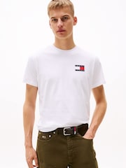 Tommy Jeans White Slim 100% Cotton Essential Flag T-Shirt - Image 1 of 7