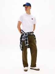 Tommy Jeans White Slim 100% Cotton Essential Flag T-Shirt - Image 2 of 7