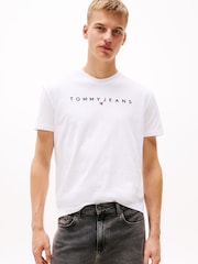 Weiß - Tommy Jeans 100 % Baumwoll-Logo-T-Shirt - Bild 1 von 7