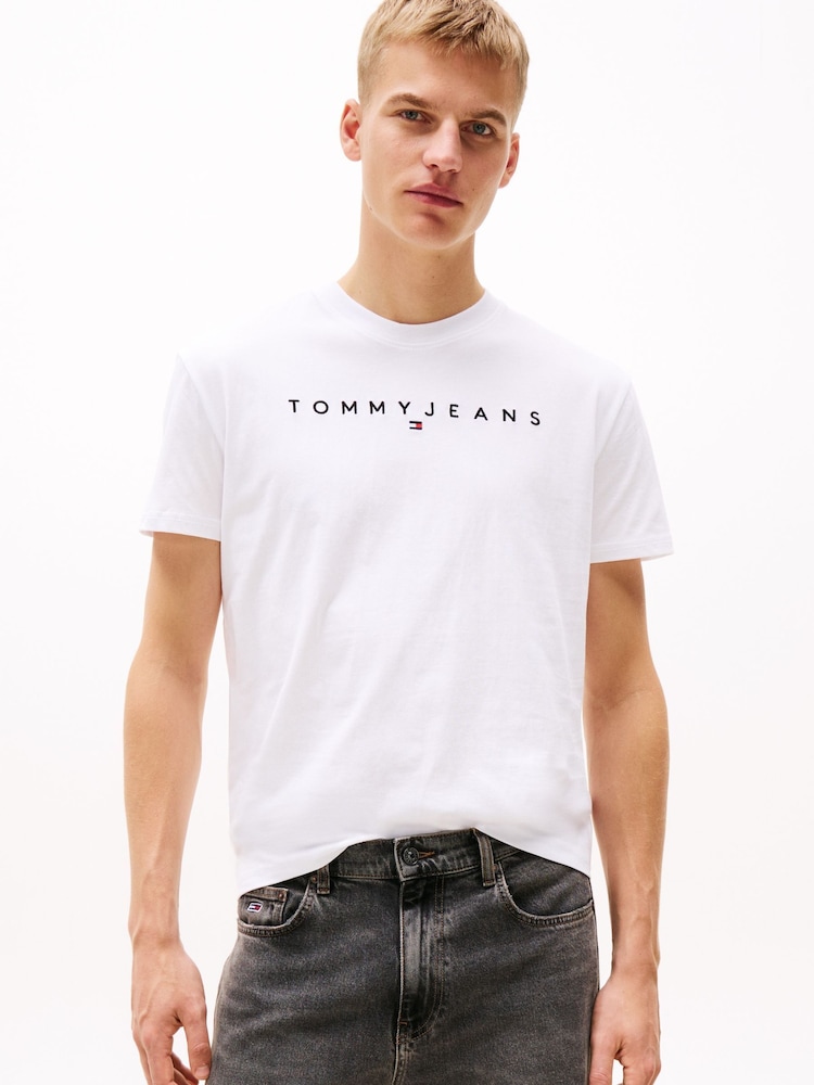 Weiß - Tommy Jeans 100 % Baumwoll-Logo-T-Shirt - Bild 1 von 7