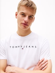 Weiß - Tommy Jeans 100 % Baumwoll-Logo-T-Shirt - Bild 3 von 7