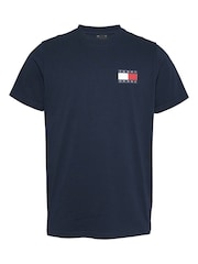 Tommy Jeans Blue Slim 100% Cotton Essential Flag T-Shirt - Image 1 of 3