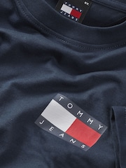 Tommy Jeans Blue Slim 100% Cotton Essential Flag T-Shirt - Image 3 of 3