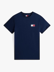 Tommy Jeans Blue Slim 100% Cotton Essential Flag T-Shirt - Image 5 of 7