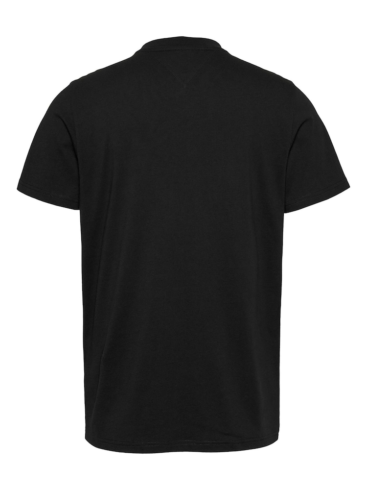 Tommy Jeans Black Slim 100% Cotton Essential Flag T-Shirt - Image 2 of 3