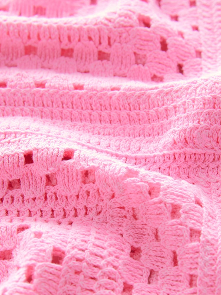 Pink Fluro Short Sleeve Crochet Crew Neck T-Shirt - Image 8 of 8