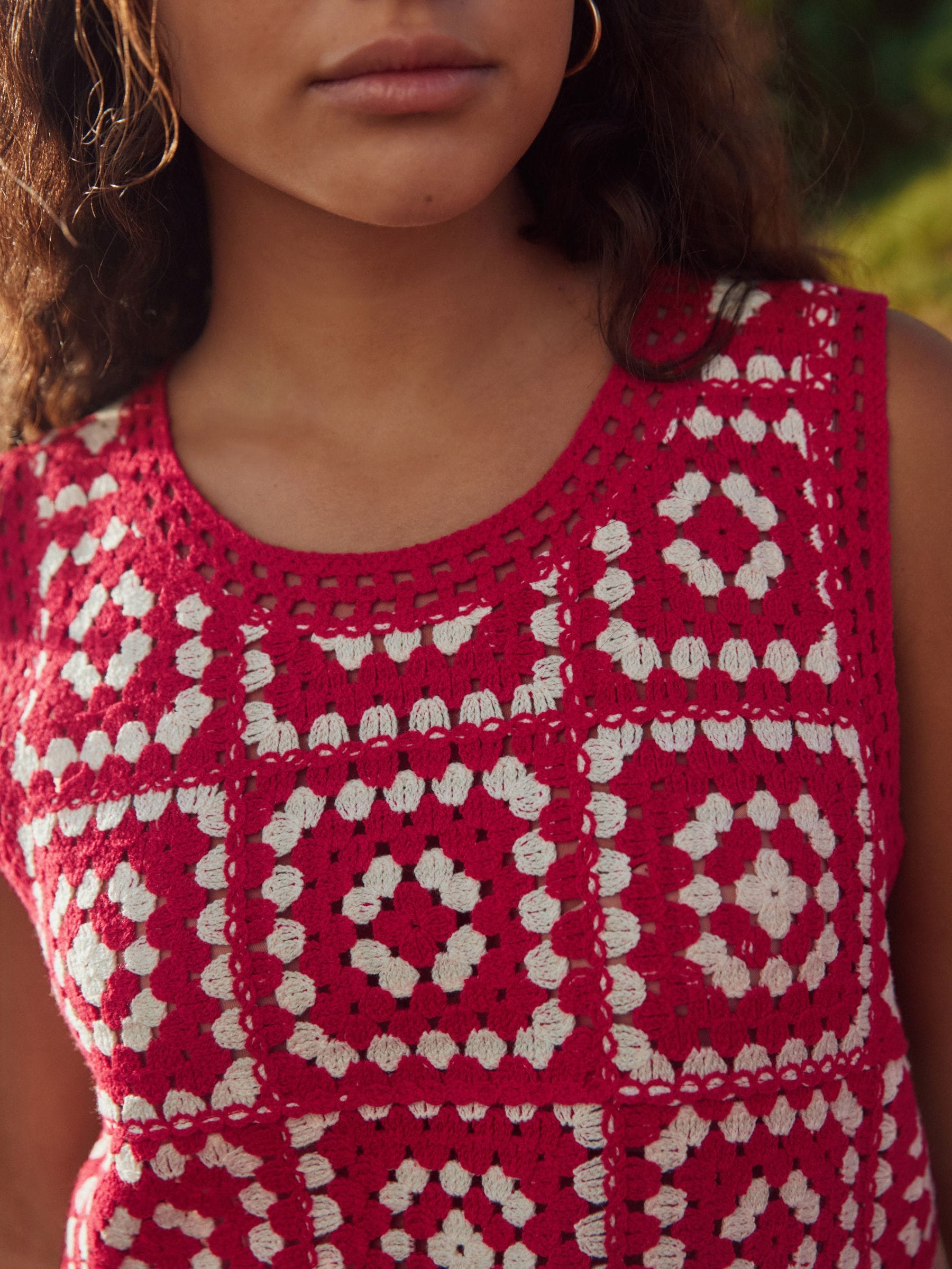 Buy Red White Crochet Patch Square Tank from Next USA