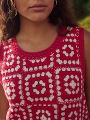 Red White Crochet Patch Square Tank - Image 4 of 7