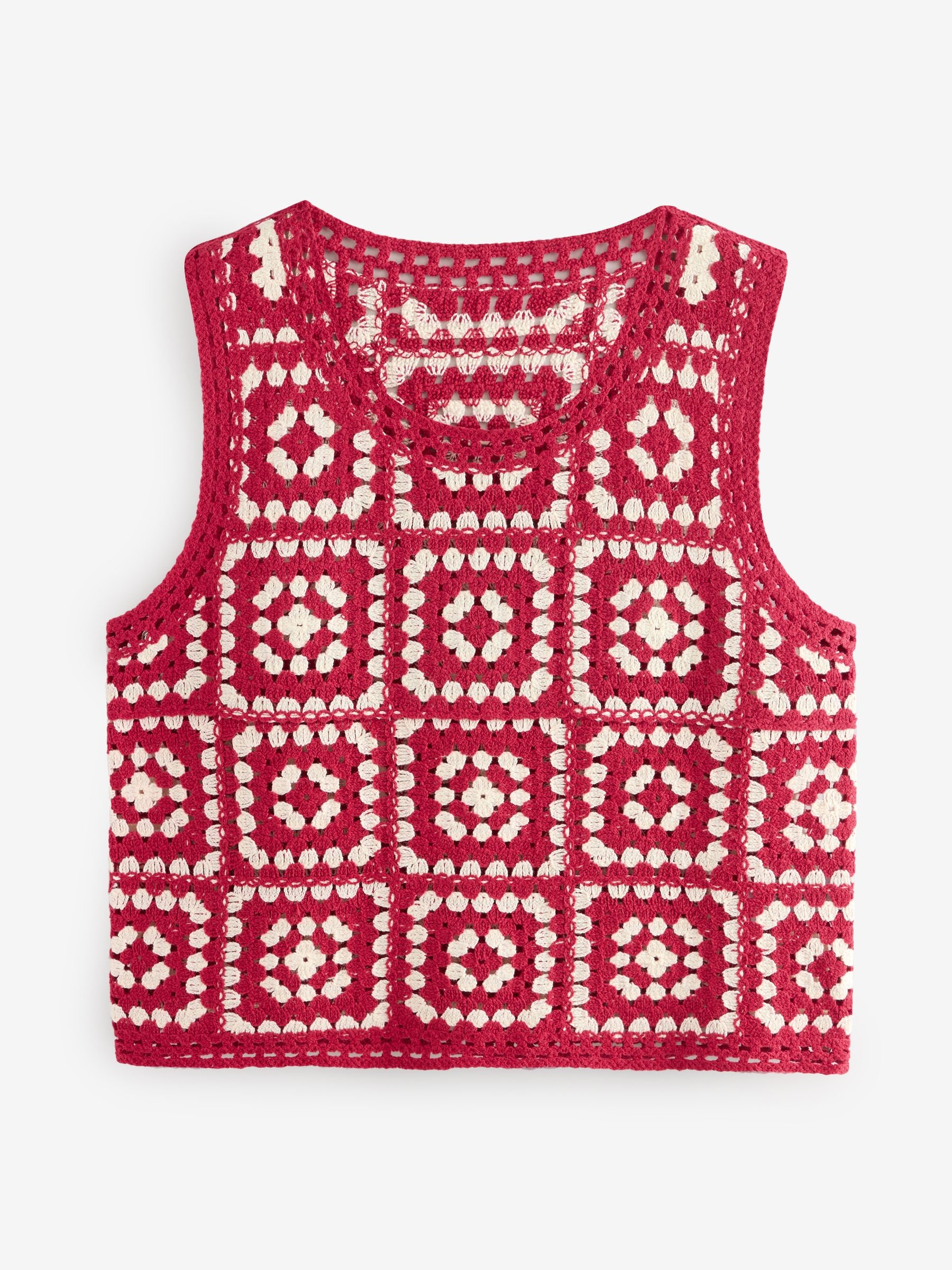 Buy Red White Crochet Patch Square Tank from Next Romania