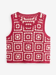 Red White Crochet Patch Square Tank - Image 5 of 7