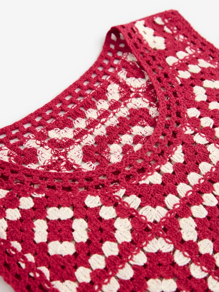 Red White Crochet Patch Square Tank - Image 7 of 7