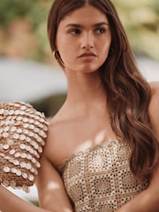 Gold Sparkle Crochet Square Patch Bandeau Boobtube - Image 4 of 7