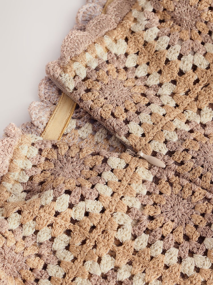 Gold Sparkle Crochet Square Patch Bandeau Boobtube - Image 7 of 7