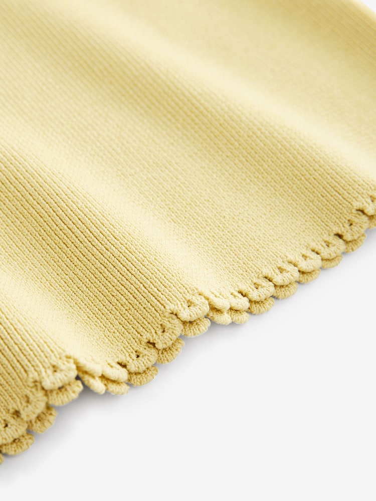 Yellow Square Neck Scalloped Edge Knitted Vest - Image 7 of 7