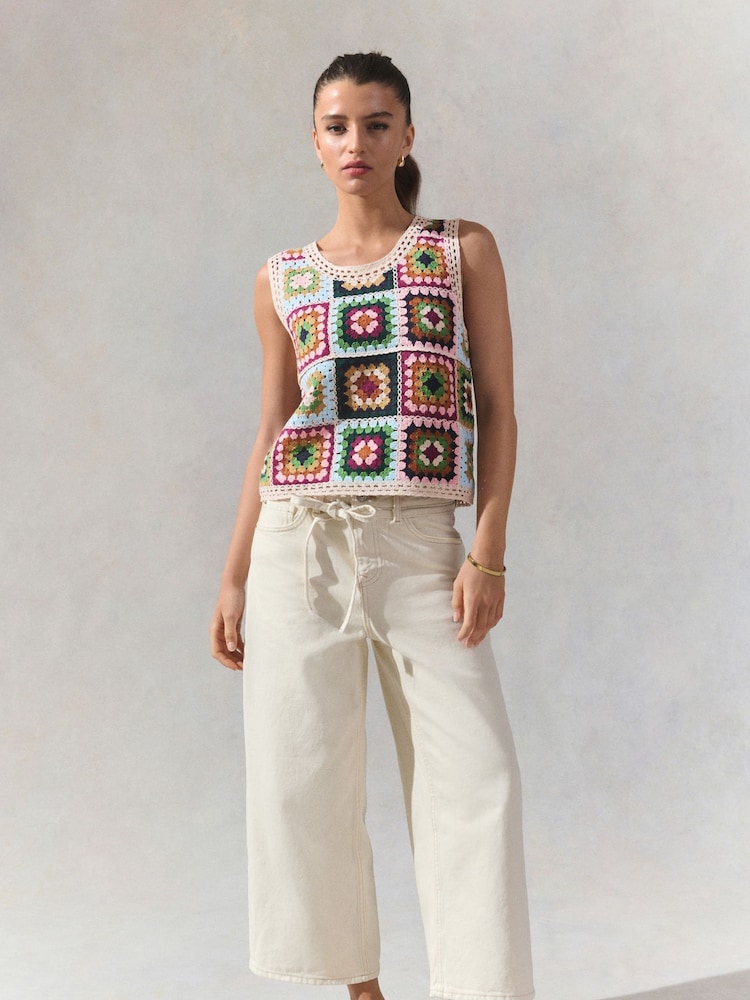 Green Multi Crochet Patch Square Tank - Image 2 of 8