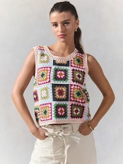 Green Multi Crochet Patch Square Tank - Image 3 of 8