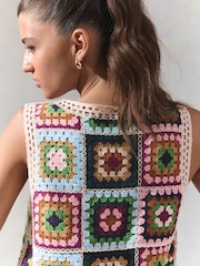 Green Multi Crochet Patch Square Tank - Image 5 of 8