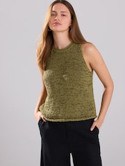 Green Olive Knitted Stitch Crew Neck Vest - Image 2 of 6