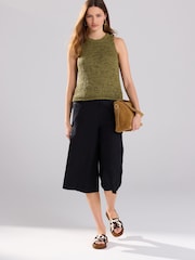 Green Olive Knitted Stitch Crew Neck Vest - Image 3 of 6