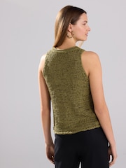 Green Olive Knitted Stitch Crew Neck Vest - Image 4 of 6