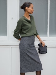 Baukjen Grey Eliza Wool Blend Tailored Pencil Skirt - Image 2 of 4