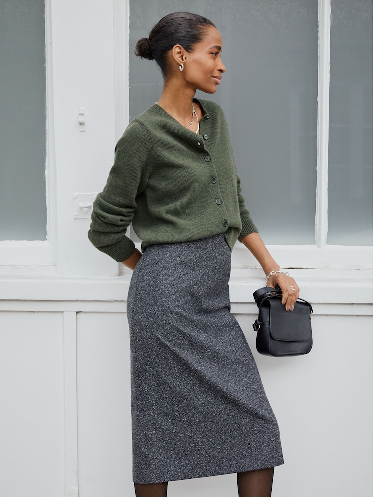 Baukjen Grey Eliza Wool Blend Tailored Pencil Skirt - Image 2 of 4