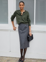 Baukjen Grey Eliza Wool Blend Tailored Pencil Skirt - Image 3 of 4