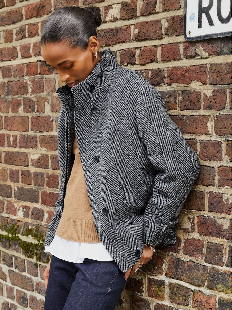Baukjen Janine Wool Blend Short Black Coat - Imagen 1 de 3 Baukjen Janine Wool Blend Short Black Coat - Imagen 1 de 3