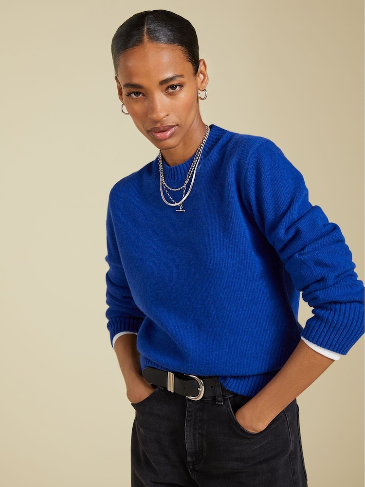 Baukjen Blue Zucca Wool Blend Crew Neck Jumper - Image 1 of 5