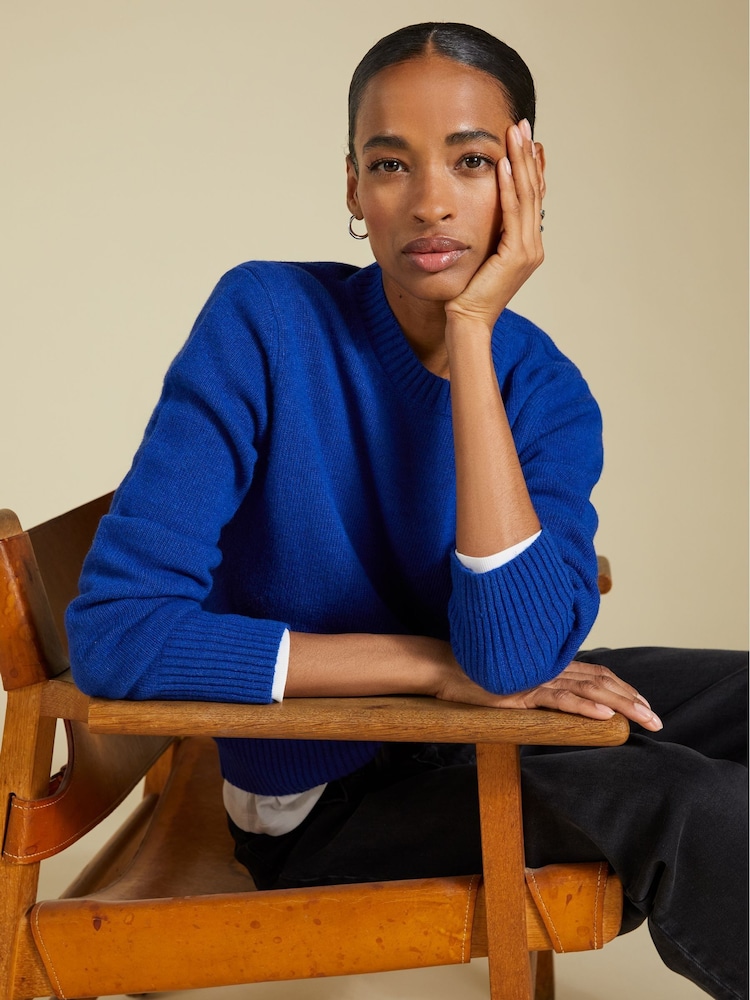Baukjen Blue Zucca Wool Blend Crew Neck Jumper - Image 2 of 5