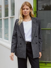 Baukjen Grey Eugenie Wool Blend Tailored Blazer - Image 1 of 5