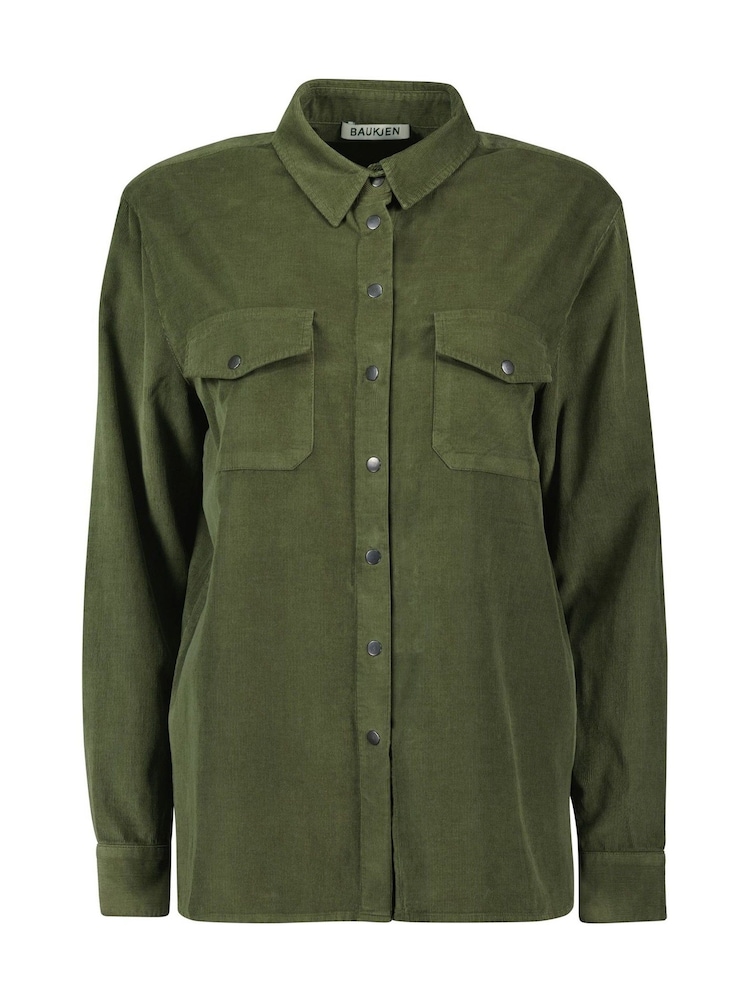 Baukjen Relaxed Green 100% Cotton Beata Organic Corduroy Shirt - Image 5 of 5