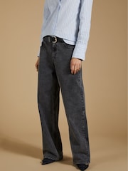Baukjen Grey Stretch Cotton Wide Leg Slouch Jeans - Image 1 of 5