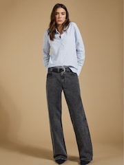 Baukjen Grey Stretch Cotton Wide Leg Slouch Jeans - Image 2 of 5