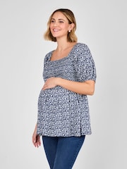 JoJo Maman Bébé Ditsy Print Shirred Maternity Top - Imagen 2 de 5