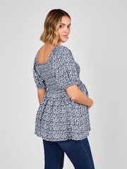 JoJo Maman Bébé Ditsy Print Shirred Maternity Top - Imagen 3 de 5