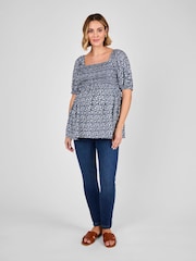 JoJo Maman Bébé Ditsy Print Shirred Maternity Top - Imagen 4 de 5