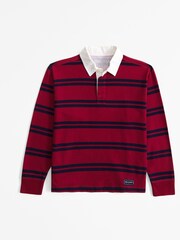 Abercrombie & Fitch Purple 100% Cotton Long Sleeve Stripe Rugby Polo Shirt - Image 1 of 1